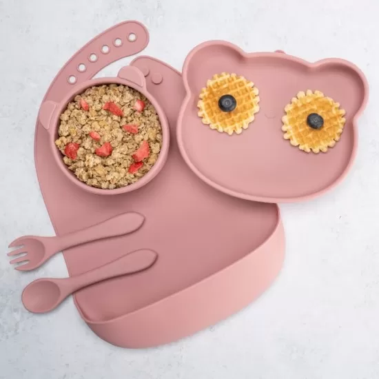 Set Diversificare, AppeKids, 100% Silicon, Panda - Old Rose Set Diversificare, AppeKids, 100% Silicon, Panda - Old Rose