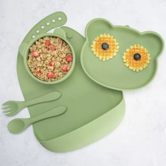 Set Diversificare, AppeKids, 100% Silicon, Panda - Raw Green Set Diversificare, AppeKids, 100% Silicon, Panda - Raw Green