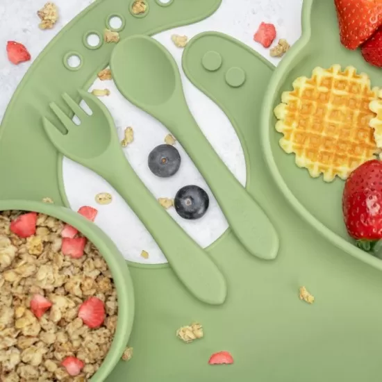 Set Diversificare, AppeKids, 100% Silicon, Panda - Raw Green Set Diversificare, AppeKids, 100% Silicon, Panda - Raw Green