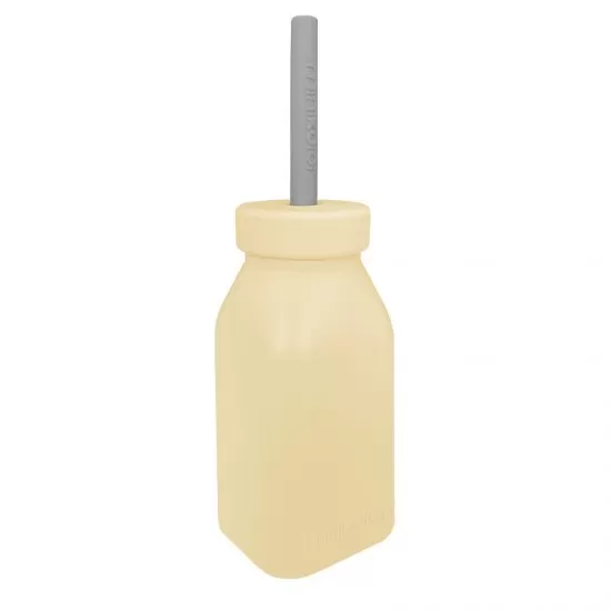 Sticla cu pai din silicon Minikoioi Mellow Yellow Sticla cu pai din silicon Minikoioi Mellow Yellow