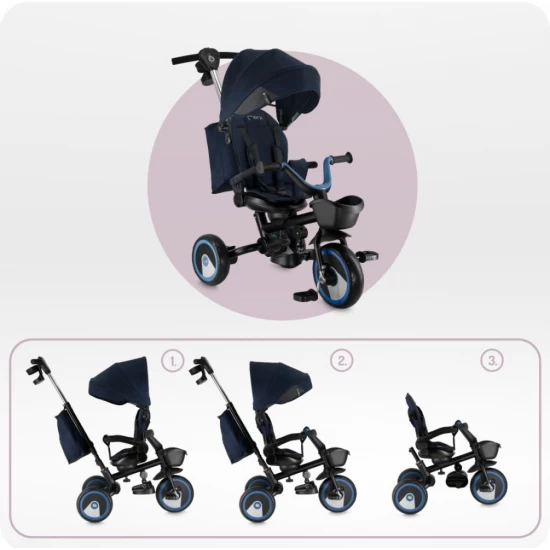 Tricicleta multifunctionala 3 in 1 cu scaun reversibil Momi Ivi Navy Blue