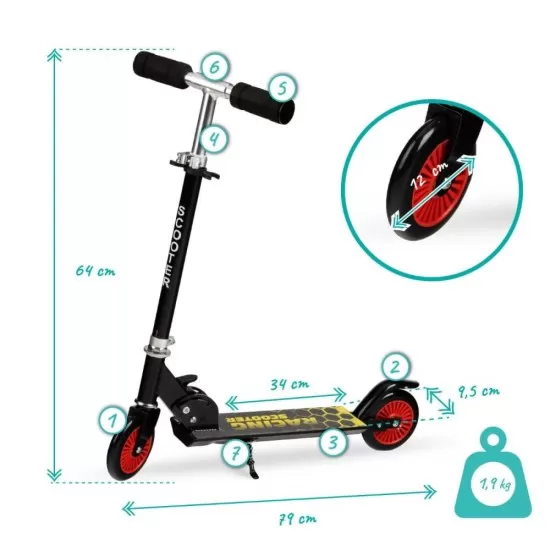 Trotineta copii Qkids Flo Black Trotineta copii Qkids Flo Black