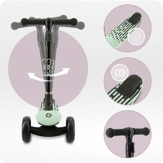 Trotineta pliabila cu roti LED pentru copii, 3 Ani+, MoMi San, Verde