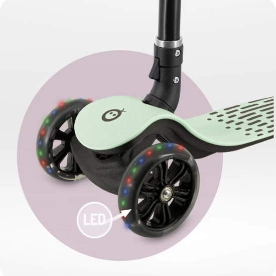 Trotineta pliabila cu roti LED pentru copii, 3 Ani+, MoMi San, Verde