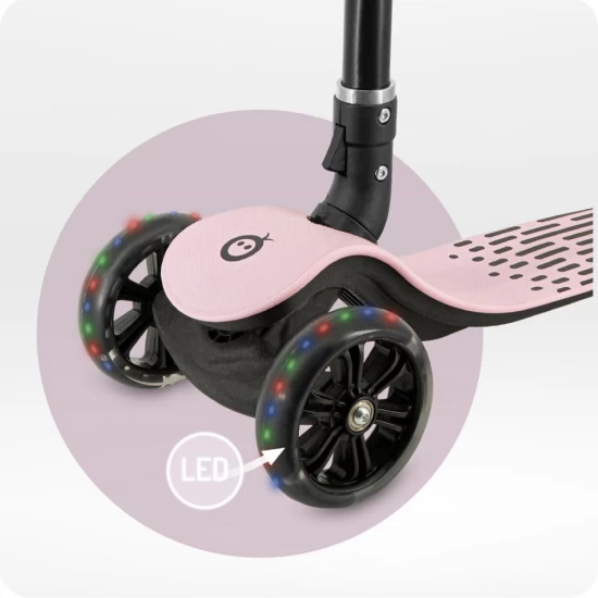 Trotineta pliabila cu roti LED pentru copii, 3 Ani+, MoMi San, Roz