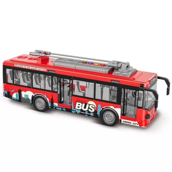 Autobuz cu sunete, lumini, functie usi deschise Traffic Bus scara 1:16 rosu Autobuz cu sunete, lumini, functie usi deschise Traffic Bus scara 1:16 rosu