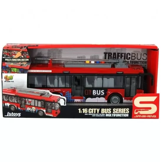 Autobuz cu sunete, lumini, functie usi deschise Traffic Bus scara 1:16 rosu Autobuz cu sunete, lumini, functie usi deschise Traffic Bus scara 1:16 rosu