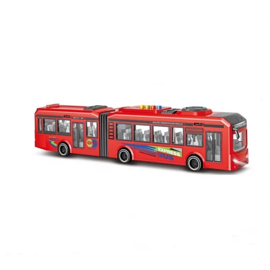 Autobuz cu sunete, lumini si functie usi deschise 42 cm rosu Autobuz cu sunete, lumini si functie usi deschise 42 cm rosu