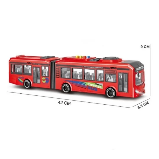 Autobuz cu sunete, lumini si functie usi deschise 42 cm rosu Autobuz cu sunete, lumini si functie usi deschise 42 cm rosu