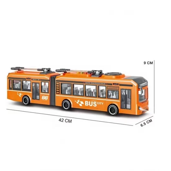 Autobuz cu sunete, lumini si functie usi deschise 42 cm portocaliu Autobuz cu sunete, lumini si functie usi deschise 42 cm portocaliu