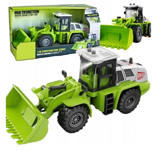 Buldozer de jucarie cu sunete si lumini 31 cm verde Buldozer de jucarie cu sunete si lumini 31 cm verde
