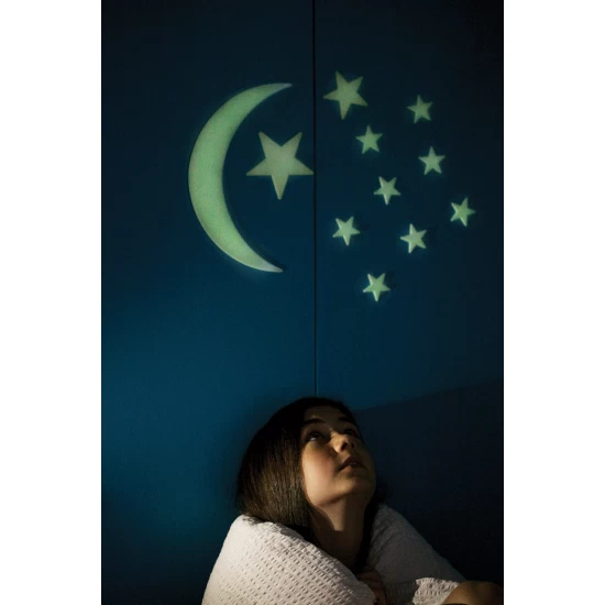 Decoratiuni de perete fosforescente - Luna si stele Decoratiuni de perete fosforescente - Luna si stele