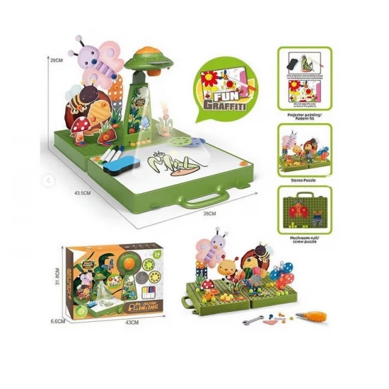 Joc multifunctional asamblare, mozaic, proiectie 24 imagini si desen - In gradina Joc multifunctional asamblare, mozaic, proiectie 24 imagini si desen - In gradina