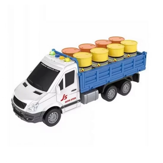 Jucarie camioneta cu butoaie, sunete si lumini 29 cm Jucarie camioneta cu butoaie, sunete si lumini 29 cm