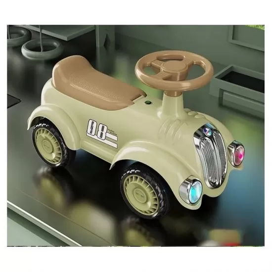 Masinuta fara pedale ride on muzicala Retro, galben