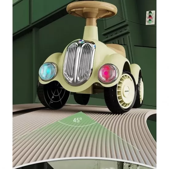Masinuta fara pedale ride on muzicala Retro, galben