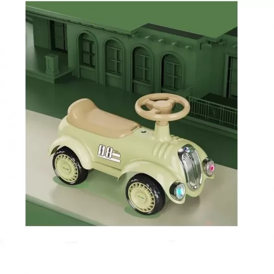 Masinuta fara pedale ride on muzicala Retro, galben