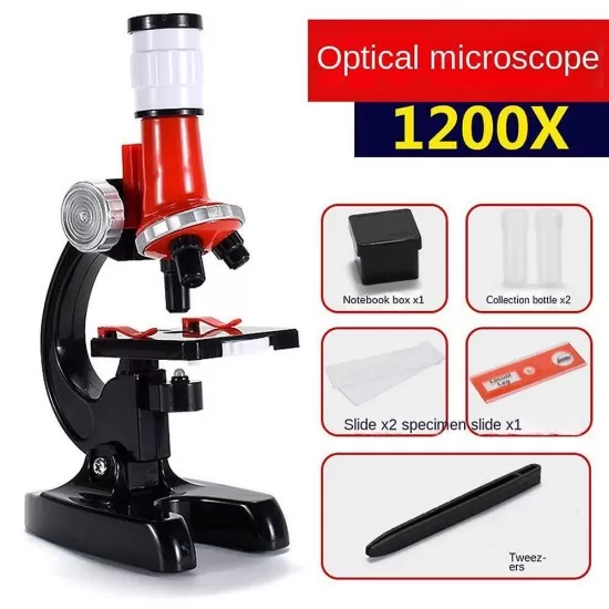 Microscop optic pentru copii 100-1200x rosu Microscop optic pentru copii 100-1200x rosu
