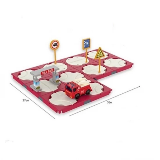 Set asamblare circuit tip puzzle cu masinuta electrica 42 piese Set asamblare circuit tip puzzle cu masinuta electrica 42 piese