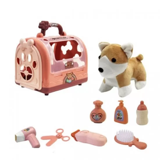Set catelus cu cusca si accesorii ingrijire Set catelus cu cusca si accesorii ingrijire