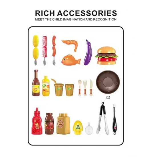 Set de joaca gratar cu sunete, lumini si accesorii Set de joaca gratar cu sunete, lumini si accesorii