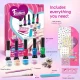 Set manichiura pentru fetite cu 5 oje, 4 culori sclipici, autocolante si accesorii Set manichiura pentru fetite cu 5 oje, 4 culori sclipici, autocolante si accesorii