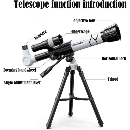Telescop cu trepied pentru copii, alb Telescop cu trepied pentru copii, alb