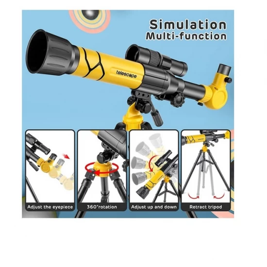 Telescop cu trepied pentru copii, galben Telescop cu trepied pentru copii, galben