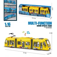 Tramvai cu sunete, lumini si functie usi deschise 42 cm galben