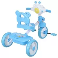 Tricicleta cu pedale si scaunel cu spatar Girafa, albastru