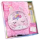 Agenda gigant Girabrilla Unicorn Magic cu lacat, coperta pufoasa si poseta detasabila