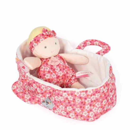 Bebelus din plus in cosulet matlasat - Marilou, 20 cm, roz Bebelus din plus in cosulet matlasat - Marilou, 20 cm, roz