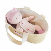 Bebelus din plus in cosulet natur 28 cm roz