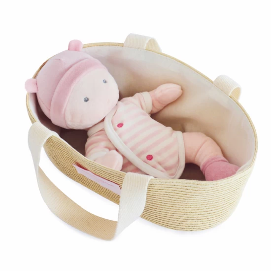 Bebelus din plus in cosulet natur 28 cm roz Bebelus din plus in cosulet natur 28 cm roz