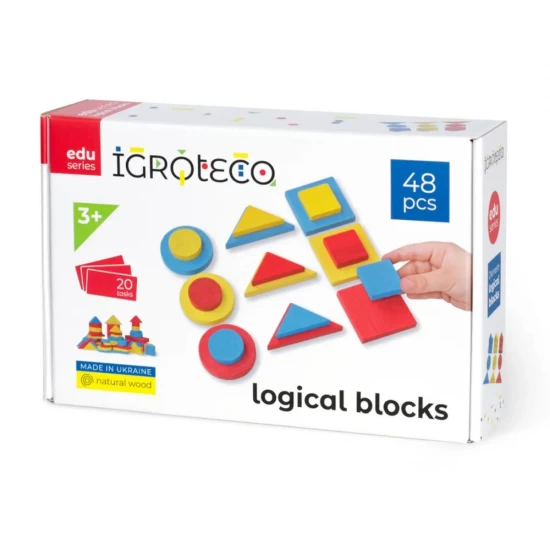 Blocuri logice din lemn 48 piese Blocuri logice din lemn 48 piese