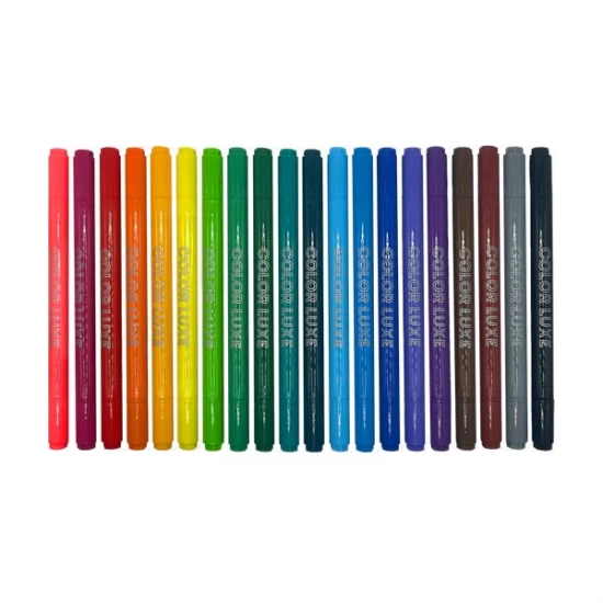 Set 20 carioci 2 in 1 cu pensula si varf fin Color Luxe Set 20 carioci 2 in 1 cu pensula si varf fin Color Luxe