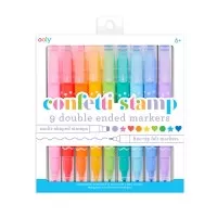 Set 9 carioci duble cu stampile Confetti Stamp