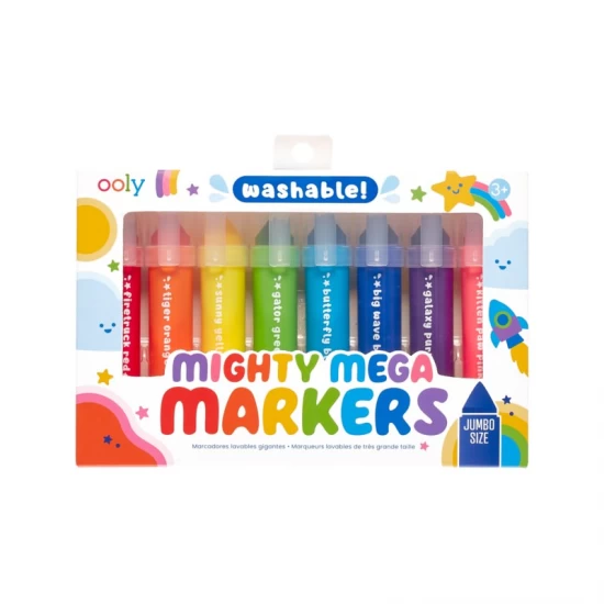 Set 8 carioci lavabile cu varf triunghiular Mighty Mega