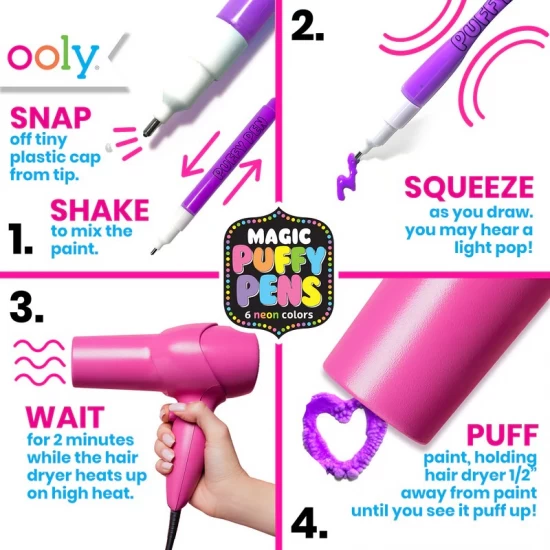 Carioci magice cu efect 3D Puffy Pens Carioci magice cu efect 3D Puffy Pens