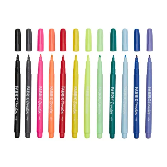 Set 12 carioci permanente pentru textile Fabric Doodlers Set 12 carioci permanente pentru textile Fabric Doodlers