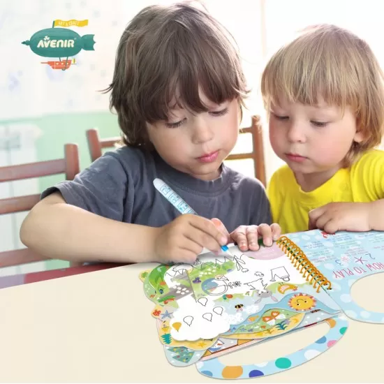 Carte de pictat cu apa, stickere si jocuri, portabila - Dinozauri Carte de pictat cu apa, stickere si jocuri, portabila - Dinozauri