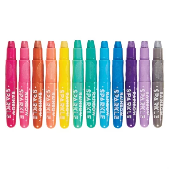 Set 12 creioane colorate cu gel acuarela cu sclipici Rainbow Sparkle Metallic