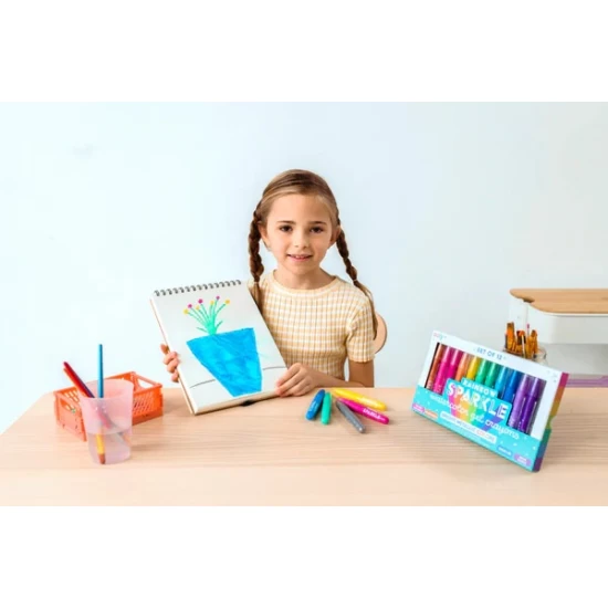 Set 12 creioane colorate cu gel acuarela cu sclipici Rainbow Sparkle Metallic