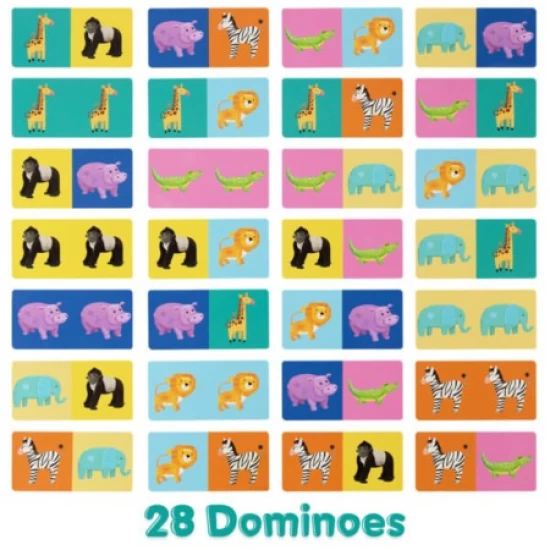 Domino cu Imagini Boppi, 28 piese, Animale salbatice