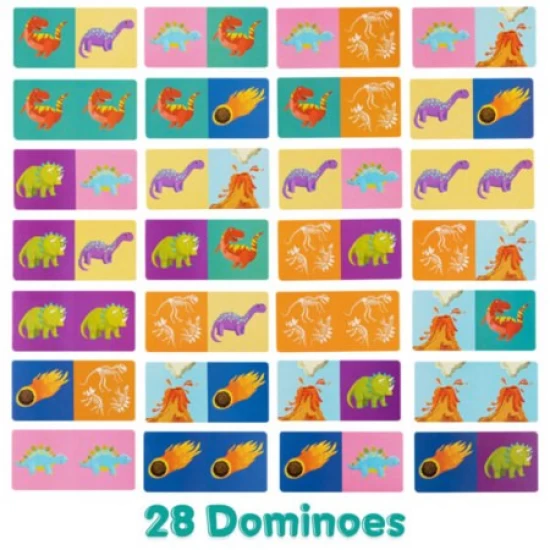 Domino cu Imagini Boppi, 28 piese, Dinozauri Domino cu Imagini Boppi, 28 piese, Dinozauri