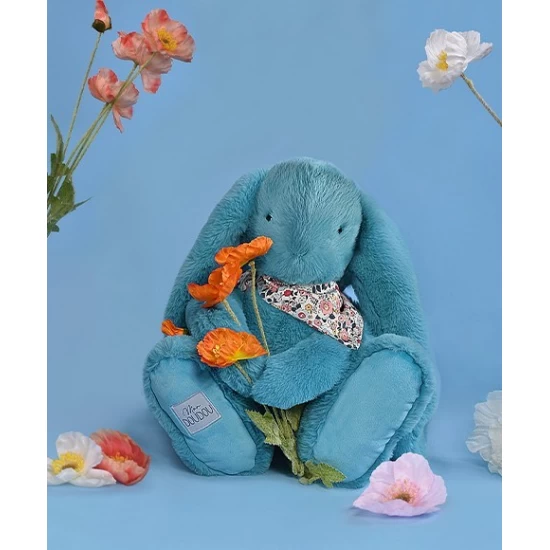 Iepuras Doudou jucarie de plus, 35 cm, turcoaz