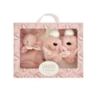 Set Botosei si Jucarie de Plus Iepuras Doudou Roz