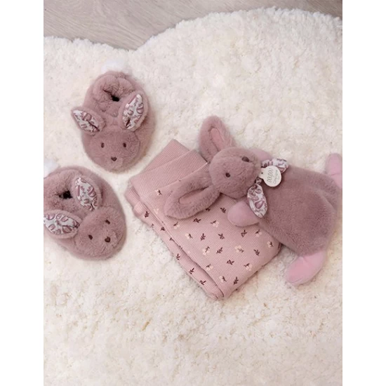 Set Botosei si Jucarie de Plus Iepuras Doudou Roz Set Botosei si Jucarie de Plus Iepuras Doudou Roz