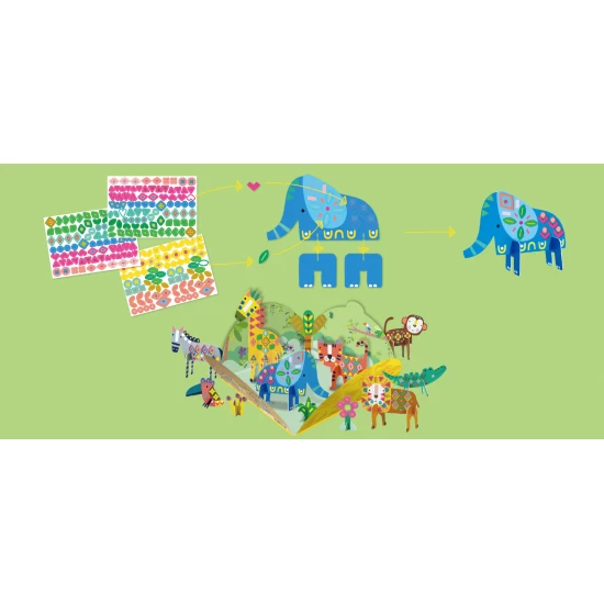 Joc creativ Stick N Play cu scene 3D si stickere repozitionabile - Animale Safari Joc creativ Stick N Play cu scene 3D si stickere repozitionabile - Animale Safari
