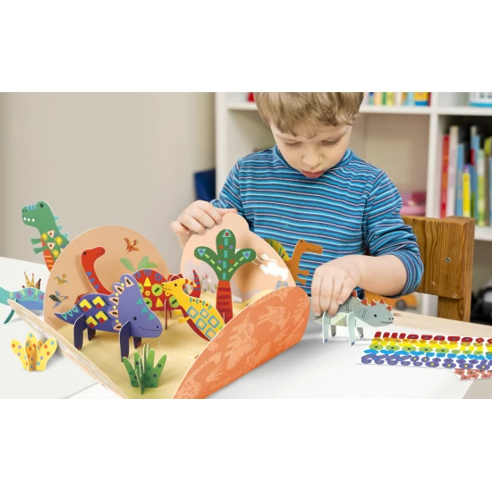 Joc creativ Stick N Play cu scene 3D si stickere repozitionabile - Lumea Dinozaurilor Joc creativ Stick N Play cu scene 3D si stickere repozitionabile - Lumea Dinozaurilor